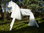 90cm Holzpferd weiß mit extra langer Mähne und Maul