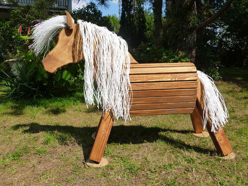 60cm Holzpferd Pony Haflinger wetterfest lasiert